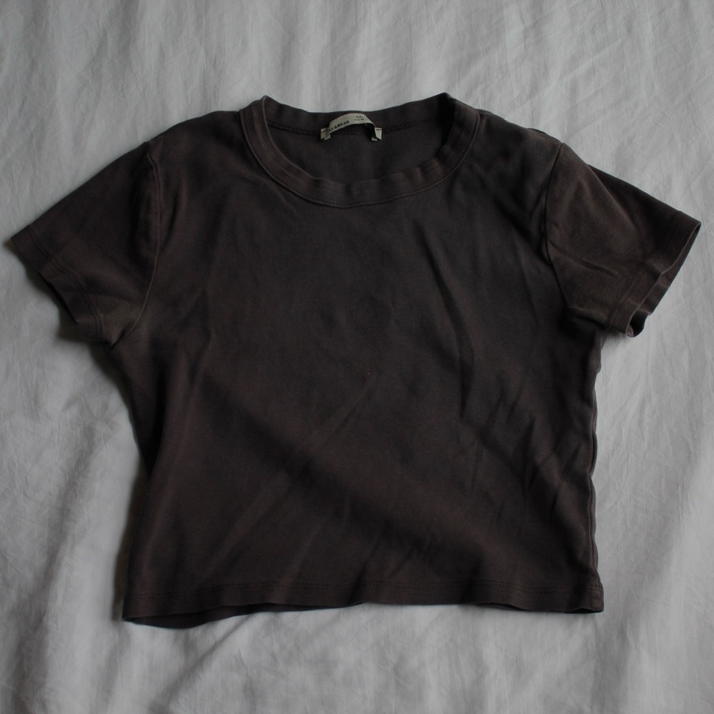 Charcoal Grey Baby Tee Crop Top